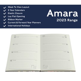 Collins Amara A6 Week To View 2023 Diary - Green (AM163.52-23) - Complete Fabric Cover Planner, Agenda and Journal