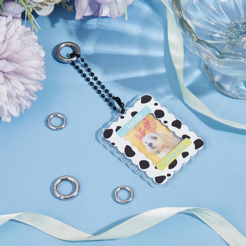 UNICRAFTALE 2 Sizes 4 Pcs Spring Gate Rings Stainless Steel