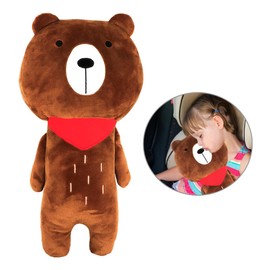 LNQ LUNIQI Seat Belt Pillow for Kids，Teddy The Bear Seat Belt Cover Vehicle Protect Shoulder Pads Seat Strap Pillows Kids Seat Belt Cushion for Kids of All Ages All Cars Seat Belts