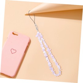 GRIRIW crystal phone lanyard Phone Chain Natural phone strap charm phone charms aesthetic Beaded Phone Strap camera bangle keychain Unique Phone Hanging Chain Bracelet purple Miss Stone