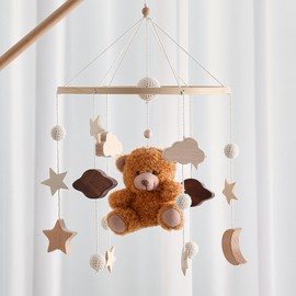 EERKEOD Baby Crib Mobile Nursery Mobile for Boys Girls Teddy Boho Mobile Nursery Decor for Infant Bedroom Hanging Baby Mobile for Bassinet Newborn Baby Gift （Boho Bear）
