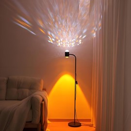 Sunset projection floor lamp, dual head sunset lamp with water ripple vertical Floor light, replaceable filter 360 ° rotating LED Atmosphere lights 3 color color changing living room sunset floor lamp