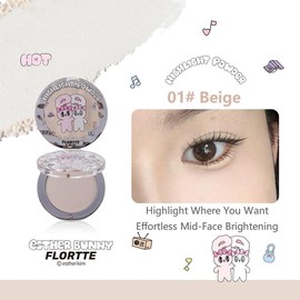 FLORTTE Radiant Skin Goals Esther Bunny Highlighter Single-Colour Glow Makeup Face Radiant Glow Highlighter Powder:_02#Purple