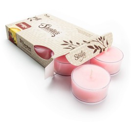 Sandalwood Rose Premium Tealight Candles - Highly Scented with Essential Oils - 6 Pink Tea Lights - Beautiful Candlelight - Made in The USA - Incense & Earth Collection