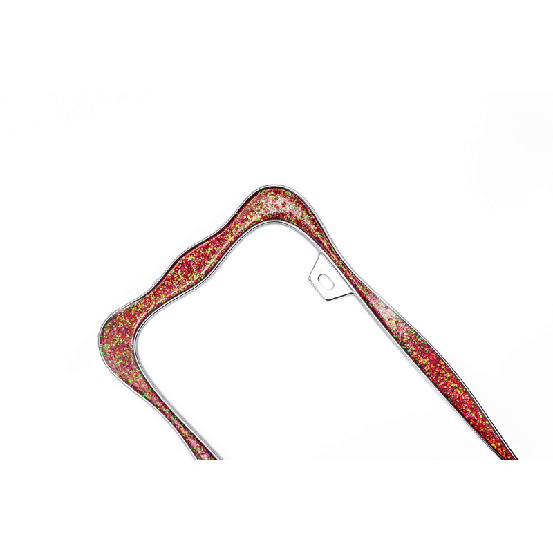 Creathome 3D Shining License Plate Frame (Chrome with Shining Red