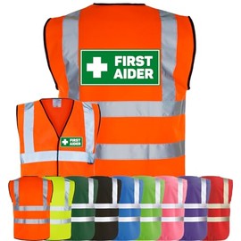 Corporate Togs FIRST AIDER Printed Waistcoat - High Visibility Safety Vest Tabard, Brace Hi-Vis Strips, Fully EN471 Health, Protective Safety Wear | Safety Apparel