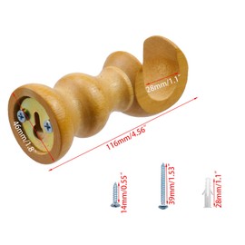 Woogim Wood Curtain Brackets Window Curtain Single Holders with Round Base for Window Hardware Rod Holders 28mm/1.1inch 2 PCS (Wood Color)
