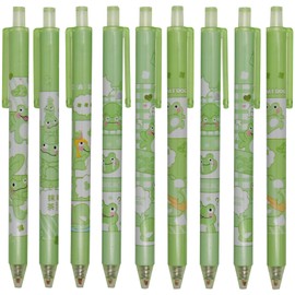 Maydahui 12 PCS Green Matcha Frog Gel Pens Cute Cartoon Animal Pen Retractable Printing Pens Black Ink for Office School Party
