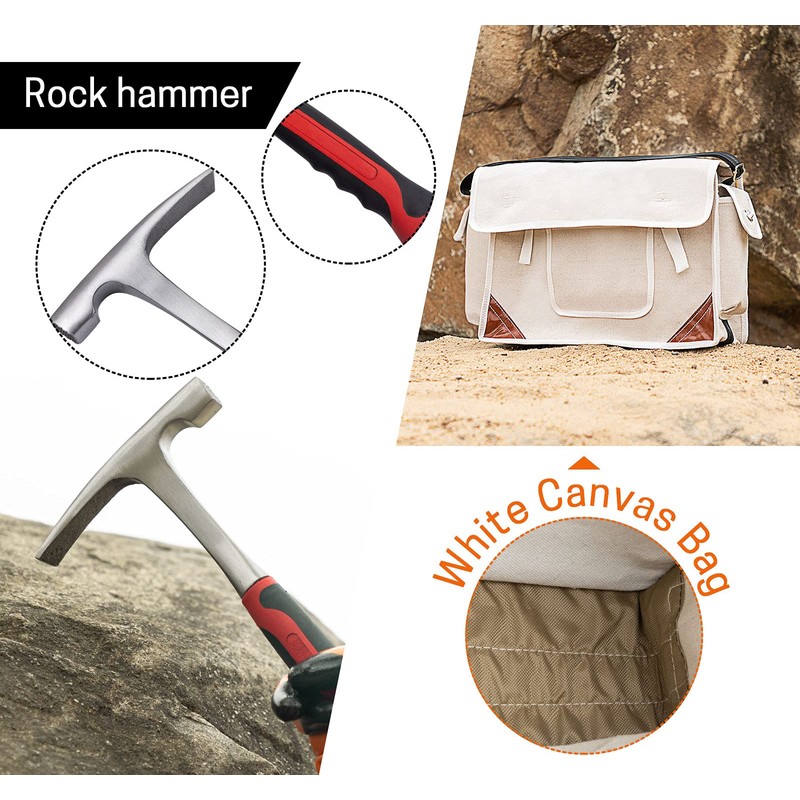 WISEPRO 20 PCS Geology Tools and Rock Pick Hammer Set