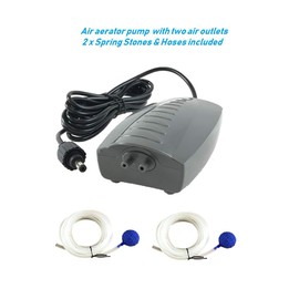 AEO Solar Powered Air Pump Kit, two airing stones, 3LPM Air Pump & 2.5W Solar Panel for Fish Pond, Aquaculture, Hydroponics, Bubbleponics