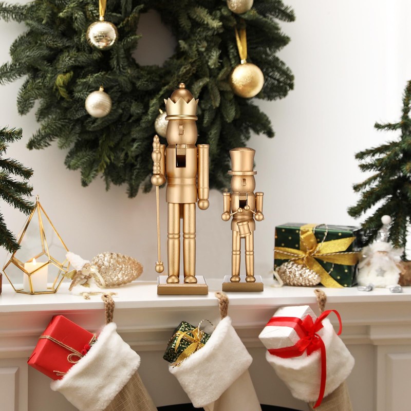 Quzzil 2 Pcs Christmas Nutcracker Ornaments 15'' 10'' Traditional Nutcracker