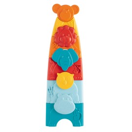 Chicco Eco+ Animal Tower, Stackable Tower and Stacking Moulds, 5 Coloured Stackable Shapes, Recycled Plastic, Develops Logical and Manual Skills, Made in Italy, Educational Games, 9-36 Months