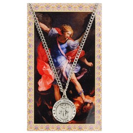 Round St. Michael the Archangel Medal with Prayer Card