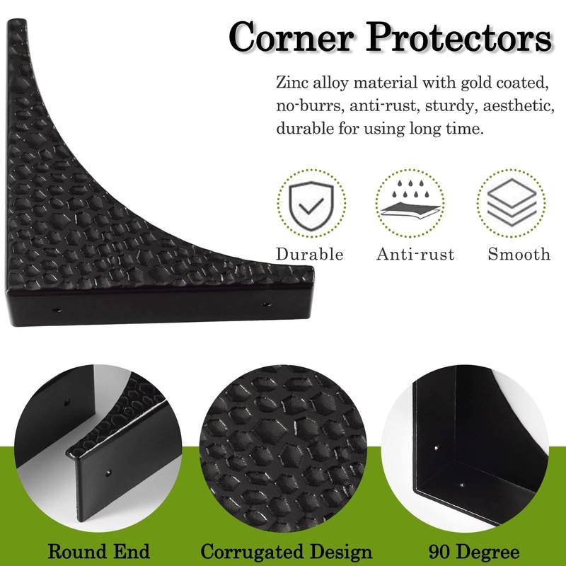 Foxwake Black Metal Corner Guards Decorative Wood Funiture, 2.56'' Box