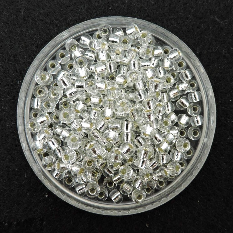 Miyuki Round Seed Bead Size 6/0 20g-Tube Silver Lined Crystal