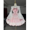 Girls Sweet Lolita Dress Pink Layered Ruffle Dress with White