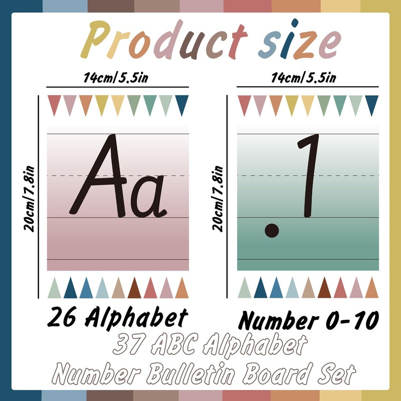 WANGHENG 37Pcs Alphabet for Classroom Wall,Bulletin Board Letters,ABC Alphabet and