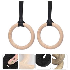 Gymnastic Ring,28mm Gymnastics Rings,Non-Slip Wooden Rings,Wooden Gymnastic Rings with Adjustable Straps,Wood Gymnastic Ring Olympic Strength Training Gym Rings Wooden，Gymnastics Equipment