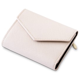 Ambitions Mini Wallet, Tri-Fold (Genuine Leather Luster and Glossy, Won't Break Bills, Won't Bulge), Genuine Leather, Women's, Lightweight, Compact, beige