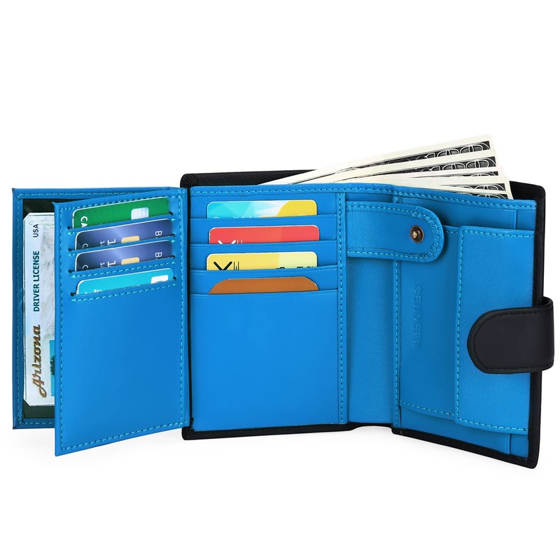 SENDEFN Men's Wallets Multifunctional RFID Blocking Leather Wallet Credit Card