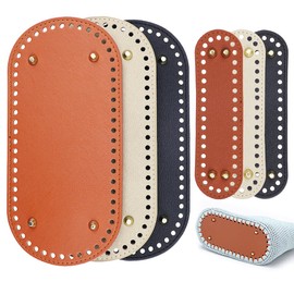 YOLUFER 6pcs PU Leather Bag Bottoms, Oval Knitting Crochet Bags Bottom Shaper Pads, DIY Shoulder Bag Accessories