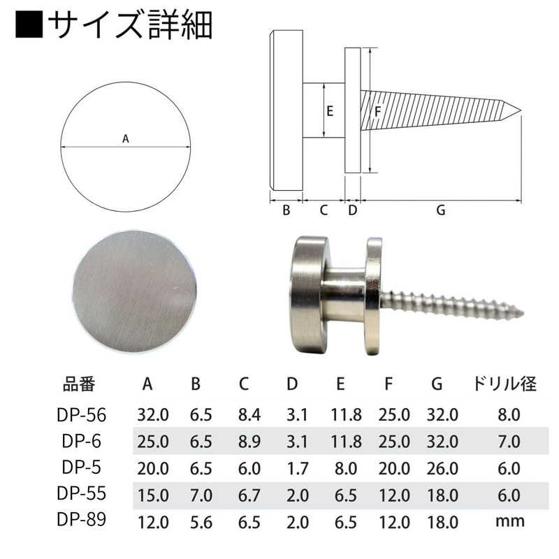 福井金属工芸 額縁を飾るためのフック 額吊飾鋲フック 大 25㎜ カールプラグ付 DP-6