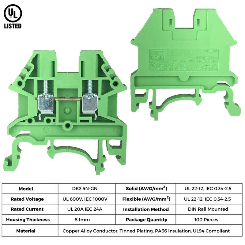 ICI Dinkle Assembly DK2.5N-GN 10 Gang Box Connector DIN Rail