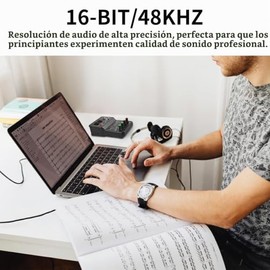 XTUGA Interfaz de audio USB para PC, interfaz para grabación de música, interfaz de audio XLR con conector de micrófono de 11.6 ft, tarjeta de sonido 