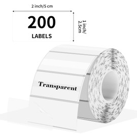 Transparent Clear Thermal Labels, 2 x 1 Inch Printable Transparent Stickers for Small Businesses, Logo Design- Self-Adhesive Direct Thermal Labels- 200 Sheets