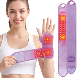 Cordless Wrist Heating Pad with Massage, Heated Wrist Wrap with Red Light, Wrist Massager for Carpal Tunnel, 3 Heat Levels & 3 Massage Modes, Arthritis & Tendonitis, Left or Right Hand