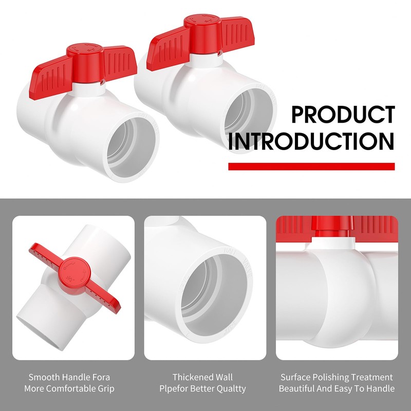 EPHECH 16PCS 3/4" PVC Ball Valve, SCH40 Slip PVC Water
