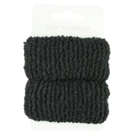 Pair of Large Black Soft Hair Ponios Donuts Bobbles Bands by Pritties Accessories