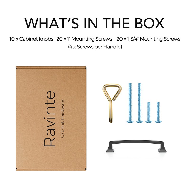 Ravinte 10 Pack Kitchen Cabinet Handles Drawer Pulls Matte Black