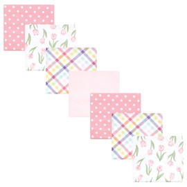 Hudson Baby Hudson Baby Unisex Baby Cotton Flannel Receiving Blankets Bundle, Pink Tulips, One Size