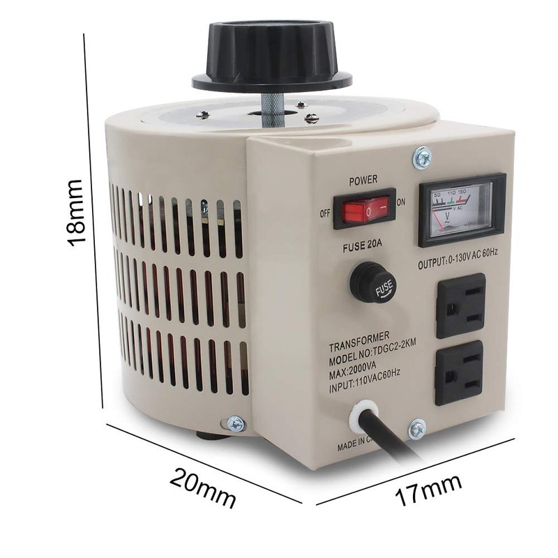 LVYUAN Variable Transformer Variable Voltage Regulator, 0-130V Output, 110V-120V Input,