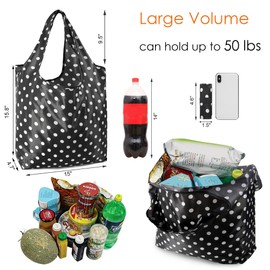 BeeGreen Geometry Reusable Grocery Bags Bulk 6 Packs X-Large, Reusable Shopping Bags Foldable for Groceries, Vegetables, Fruits Watertight Bulk Tote Bags Washable For Women and Men