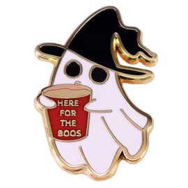 Cute Ghost Enamel Pin Here For The Boos Cartoon Ghost Brooch Badge White Ghost Cute Lapel Pin Ladies Men Denim Jacket Backpack Badge Children's Fashion Jewelry Gift for Jacket Lapel Backpack