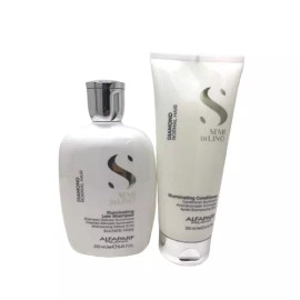 Champú iluminador Alfaparf semillas de lino diamante 8,45 oz y acondicionador 6,76 oz