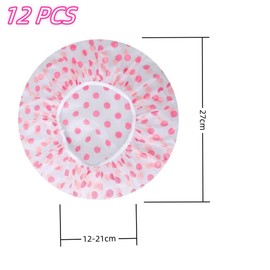 12 Pieces Reusable Waterproof Shower Caps,WizeFolk Combo Pack Plastic Bath Caps Beauty Salon Spa Shower Caps Lace Elastic Band Bath Hair Hat suitable for Women Ladies fit for Home and Travel