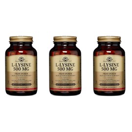 Solgar L-Lysine 500 mg Vegetable Capsules, 100 V Caps 500 mg(Pack of 3)