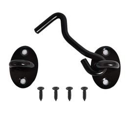 Hook and Eye Latch 3 Inches 75mm 201 Steel Door Lock Gate Latch Locks with Screws for Barn Door Garden Yard Gate Cabinet Window Pet House Black (1 Pack)