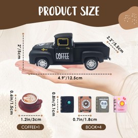 Teeloray Vintage Pickup Truck, Metal Car Model with Coffee Decoration, Vintage Car Window Sill Model Toy, Retro Truck for Coffee Station, Kitchen Decor, Coffee Bar Accessories, Tray Decor, Black