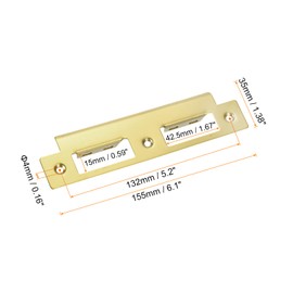 sourcing map 2 Sets Door Strike Plate, 35mm x 155mm Stainless Steel Latch Deadbolt Replacement Lock Strike Plate for Door Frame Door Jamb Reinforcement, Gold