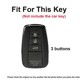 TECART Aluminum Alloy Key Case Key Cover fit for Toyota Land Cruiser Prado LC Prado Camry V70 CHR Prius Corolla RAV4 Leather Key Fob Holder Protector Key Shell Cover Keyring 3 Buttons C Brown