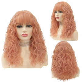 X-Tress Fire Red Wig with Fringe 18" Shoulder Length Wig Light Weight Wig Mi-Long Clean and Easy Wig for Women and Girls Costume Wig Daily Use Middle Part Hairstyle Fashion Wig(Red)