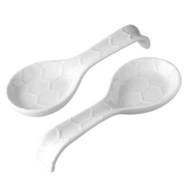 CHILDIKE 2Pcs Porcelain Spoon Rests 9.5 inch Ceramic Utensil Holder for Counter Stove Top, Ladles, Tong, Spatula, Kitchen Decor Accessories, Birthday, Christmas Gifts (White)