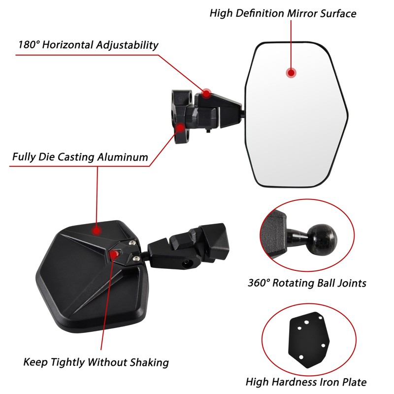 POKIAUTO Adjustable Side Mirrors for Can Am Defender HD5 HD8