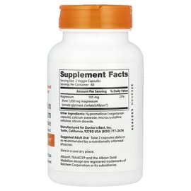 Doctor's Best, High-Absorption Magnesium, Veggie Capsules 120 Tablets (52.5mg per Capsule) / Doctor's Best (닥터스베스트), 고흡수 마그네슘, 베지 캡슐 120정(캡슐당 52.5mg)