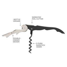 True TrueTap Lime Green Double Hinged Waiter’s Corkscrew, Stainless Steel Wine Key with Foil Cutter.