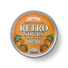 Retro Sours - Sour Gushers Fruity Candy, Tangy Old Fashion Candy in Tangerine Flavors - Nostalgic Candy Pack of 3 Tins (Tangerine)